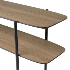 Console double plateau couleur mocha pieds métal noir JULIA