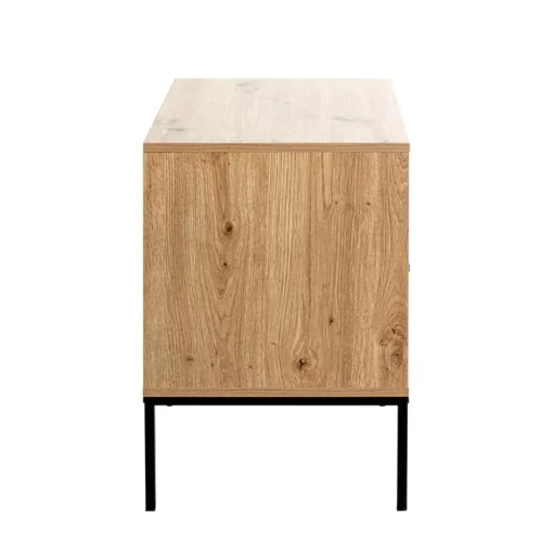 Console en métal avec corps décor chêne et tiroir décor noir