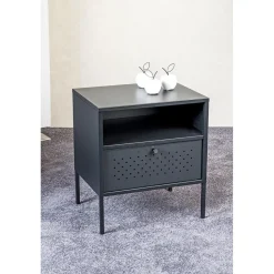 Console en métal avec tablette et tiroir noir