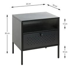 Console en métal avec tablette et tiroir noir