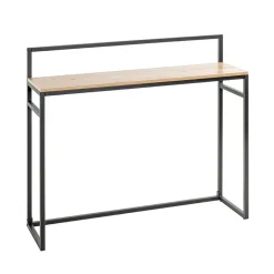 Console en métal et bois plateau décor chène