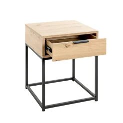 Console en métal noir avec corps et tiroir