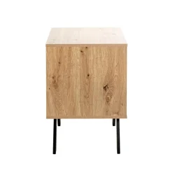 Console en métal noir avec corps et tiroir décor chêne