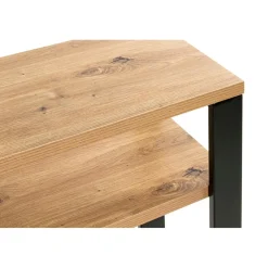 Console en métal noir et plateaux décor chêne