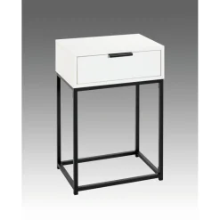 Console en tube d'acier peint par poudrage en noir tiroir en panneau de particules avec décor en blanc