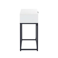 Console en tube d'acier peint par poudrage en noir tiroir en panneau de particules avec décor en blanc