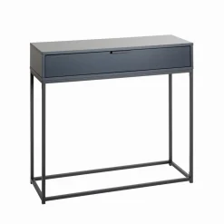 Console en tube d'acier peint par poudrage en noir corps et tiroir en panneau de particules