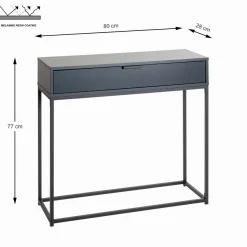 Console en tube d'acier peint par poudrage en noir corps et tiroir en panneau de particules