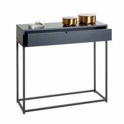 Console en tube d'acier peint par poudrage en noir corps et tiroir en panneau de particules