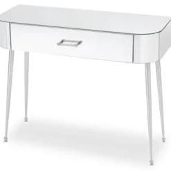 Console FANTASIO 1 Tiroir Miroir Et Argent