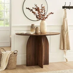 Console moderne ovale Calyptus Bois foncé