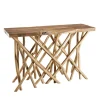 Console nature plateau bois Teck - pieds bois flotté - KELIA