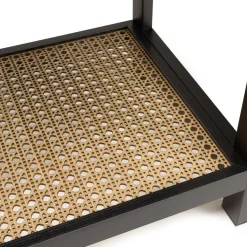 Console noire 4 tiroirs 1 étagère effet cannage CHARLIE