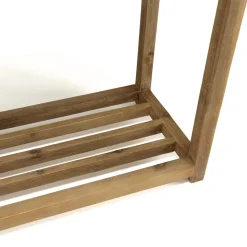 Console rectangulaire grand modèle double plateau effet béton foncé et acacia HECTOR