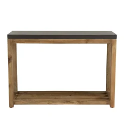 Console rectangulaire petit modèle double plateau effet béton foncé et acacia HECTOR