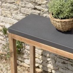 Console rectangulaire petit modèle double plateau effet béton foncé et acacia HECTOR