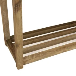 Console rectangulaire petit modèle double plateau effet béton foncé et acacia HECTOR