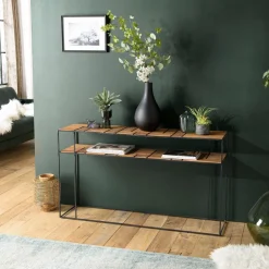 Console SIXTINE 2 plateaux teck et métal