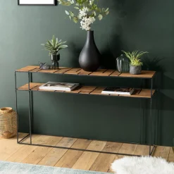 Console SIXTINE 2 plateaux teck et métal