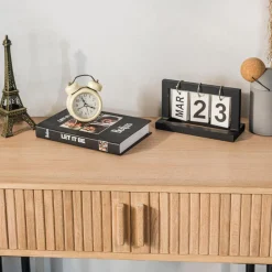 Console table en métal et bois avec 2 portes Noir