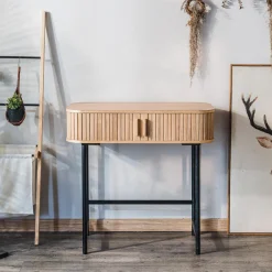 Console table en métal et bois avec 2 portes Noir