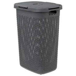 CORBEILLE 60L GRIS BETON RATTAN
