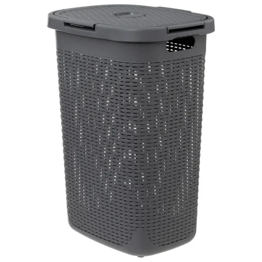 CORBEILLE 60L GRIS BETON RATTAN