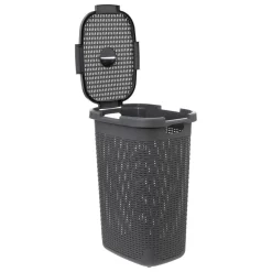 CORBEILLE 60L GRIS BETON RATTAN