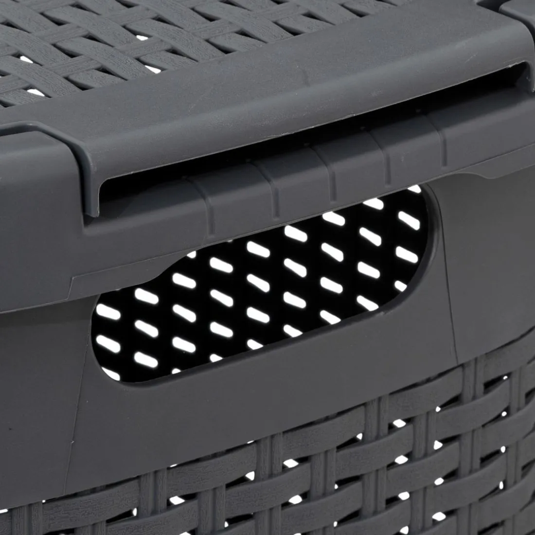 CORBEILLE 60L GRIS BETON RATTAN