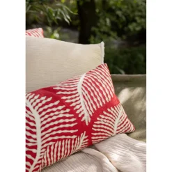 Coussin brodé FLORA Papaye