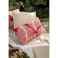 Coussin brodé FLORA Papaye