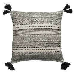 Coussin Carré en coton à Pompons TOLIMA 40x40 cm Beige