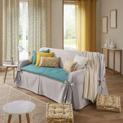 Coussin de sol, carré, coton imprimé, CM.CAPRI, jaune