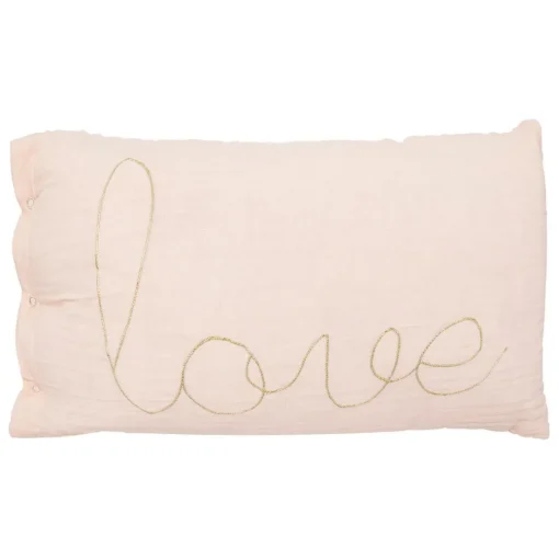 Coussin rectangulaire en gaze de coton rose