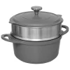 Cuiseur vapeur fonte d'aluminium gris