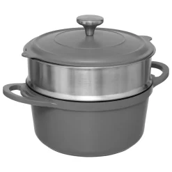 Cuiseur vapeur fonte d'aluminium gris