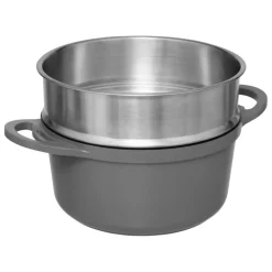 Cuiseur vapeur fonte d'aluminium gris