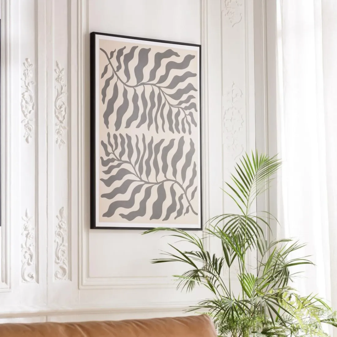 Décoration murale C en papier japonais, cadre noir HOMER