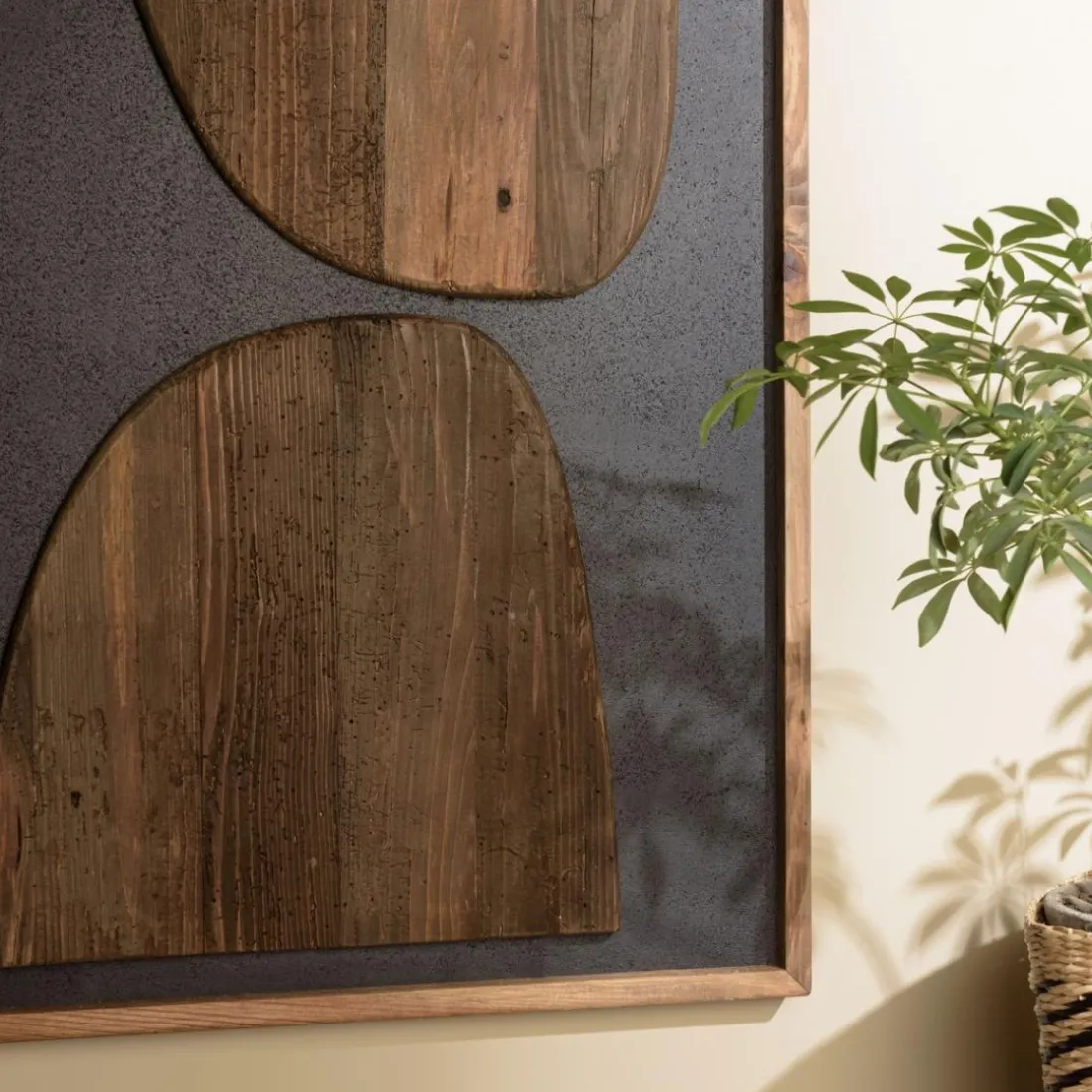 Décoration murale formes sur fond noir Pin recyclé SANDY