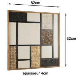 Décoration murale mosaïque tricolore en Pin recyclé SANDY Ecru