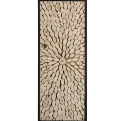 Décoration murale rectangulaire 100x40cm bois branches Teck nature Pailin