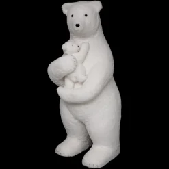 Décoration polyfoam ours avec bébé blanc