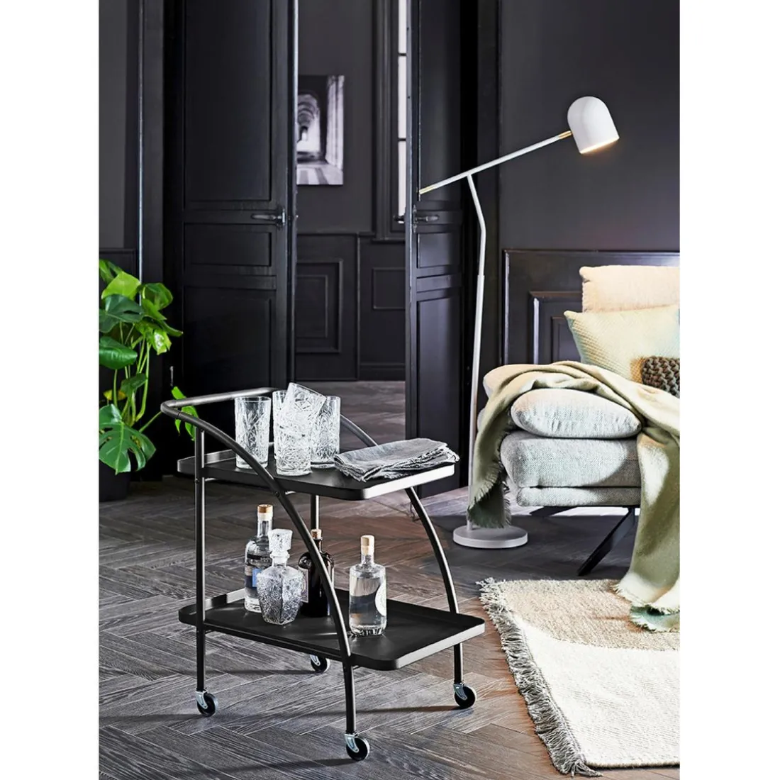 Desserte à roulettes 2 étagères