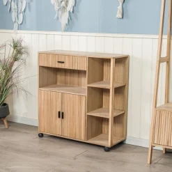 Desserte Chariot Bois Massif Rotin