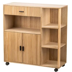 Desserte Chariot Bois Massif Rotin