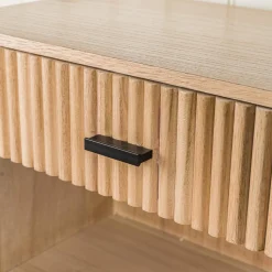 Desserte Chariot Bois Massif Rotin