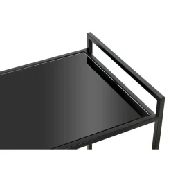 Desserte Noire en Métal avec plateau en Verre laqué