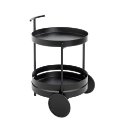 Desserte ronde double plateau noir mat