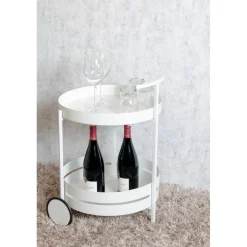 Desserte ronde double plateau blanc