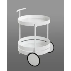 Desserte ronde double plateau blanc